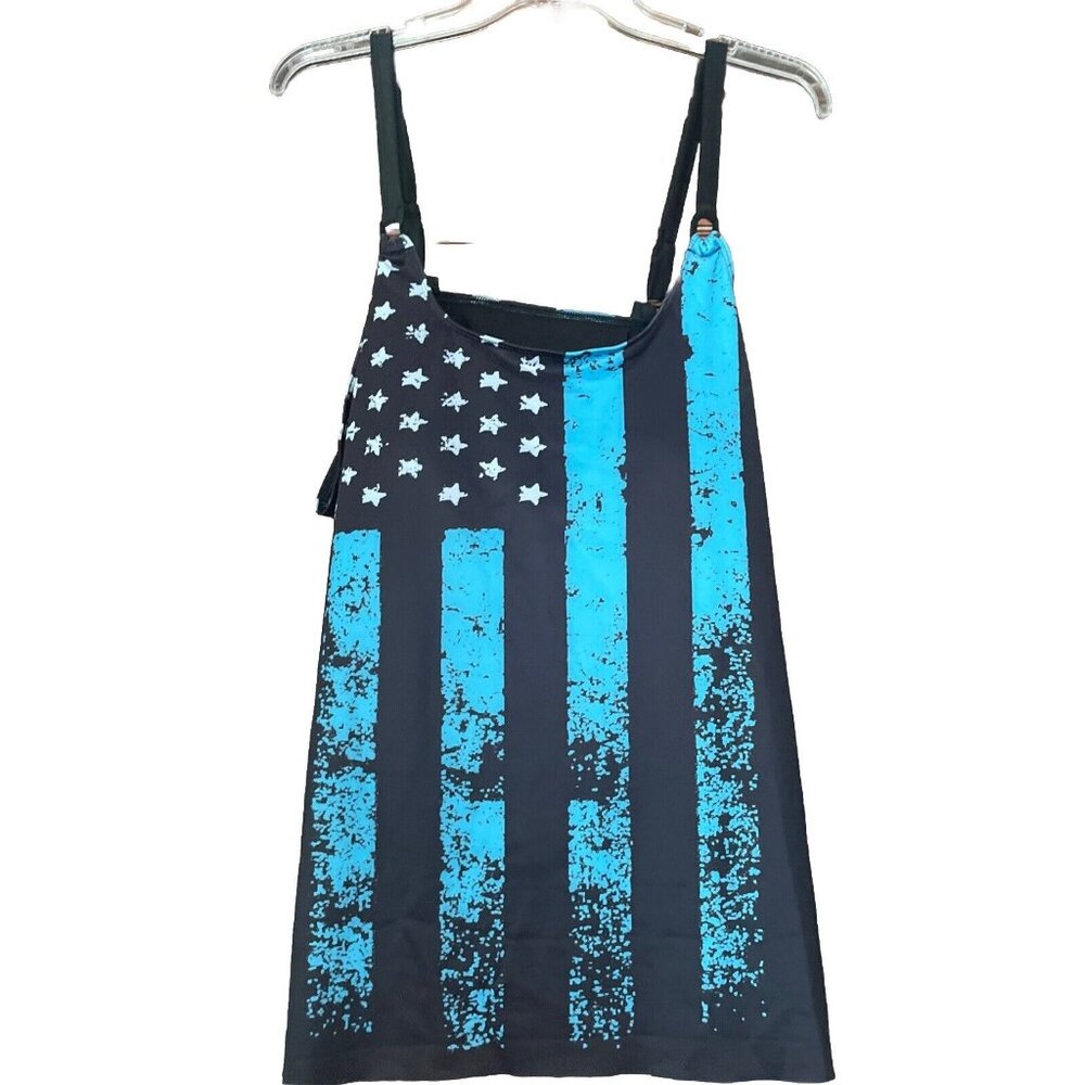 Womens Swimsuit Tankini Size 4XL Stars & Stripes American Flag Pattern Blue